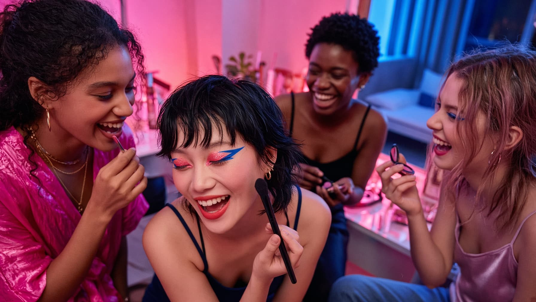 A beauty brand community trying products together