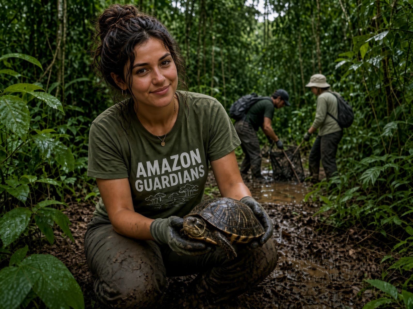 Volunteers working on a funded project in the field