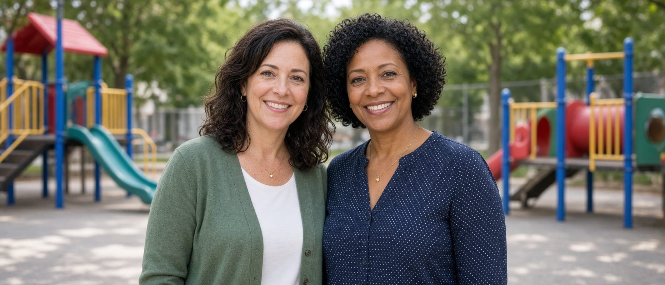 Two school counselors at a playground